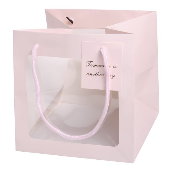 Пакет для цветов Окно 21х21х21cm, 10шт/уп, цв.розовый