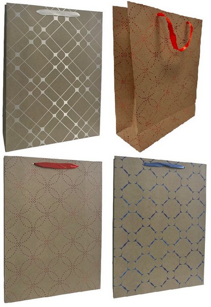 Подарочные пакеты Переплетения в ассортименте 31x42x12 см 4 вида 12 шт./упак.