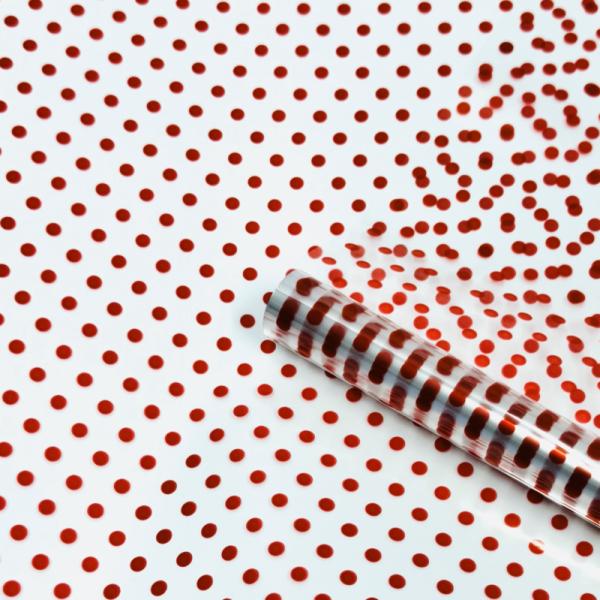 Пленка Крафтовый горох красный 70см*200гр ± 5%