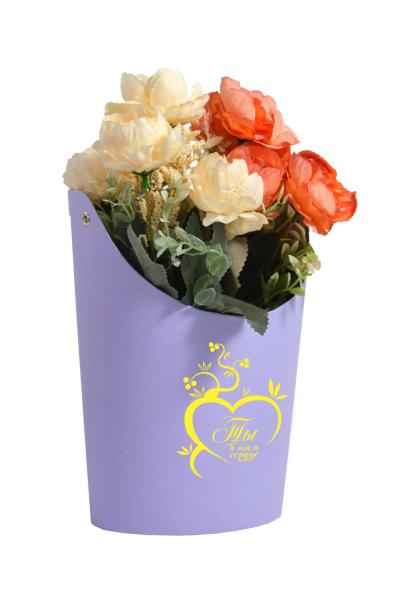 Ваза Овал 14*17*22 с тиснением Ты в моём сердце сиреневый