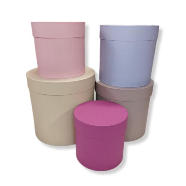 Набор круглых коробок 5 в 1 Ягодный 23 х 23  - 15 х 15  см