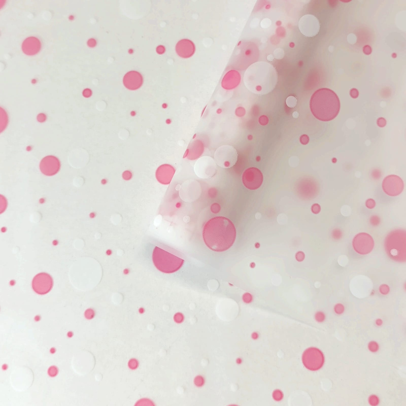 Пленка матовая (MDS) Конфетти молочно розовый/белый 70см,40мкм,10м