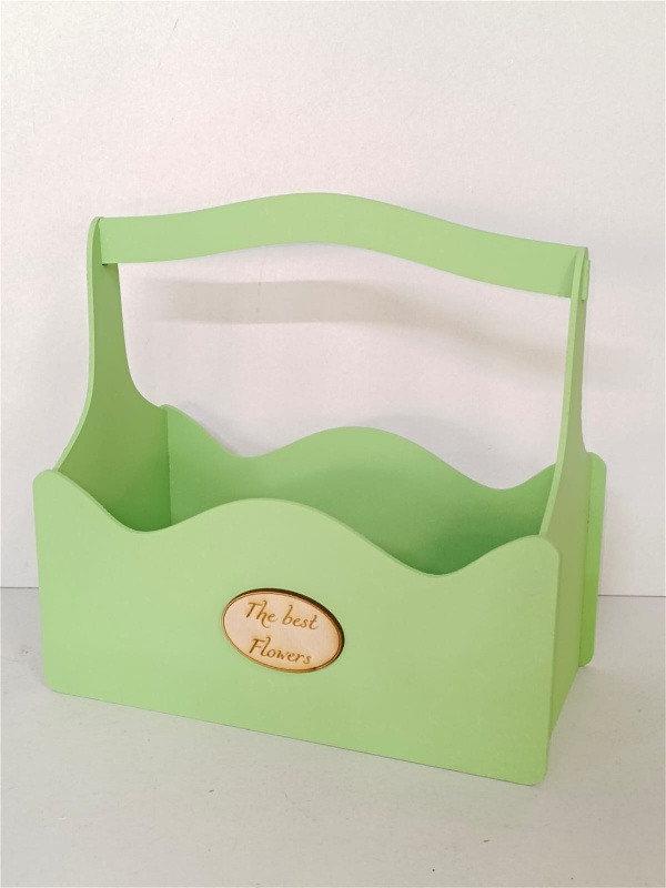 Декоративный ящик из фанеры с высокой  ручкой  255*125 h300 Декор весенняя зелень