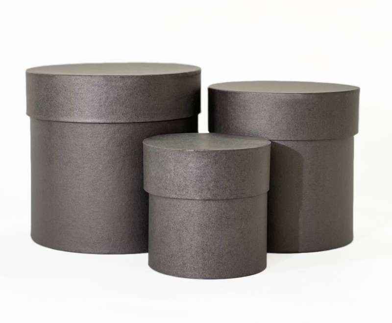 Коробки круглые набор из 3х (10*10/13,5*13,5/15*15) Перламутр Чёрный