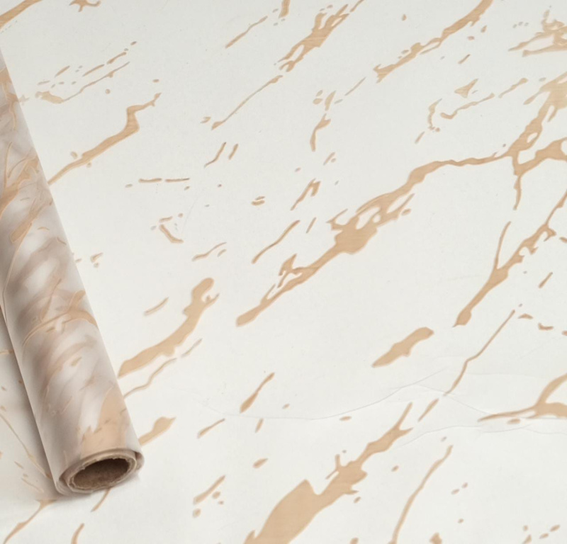 Пленка матовая с рисунком 50 мкр Мрамор кофе с молоком 60см*10 ярд ± 5%
