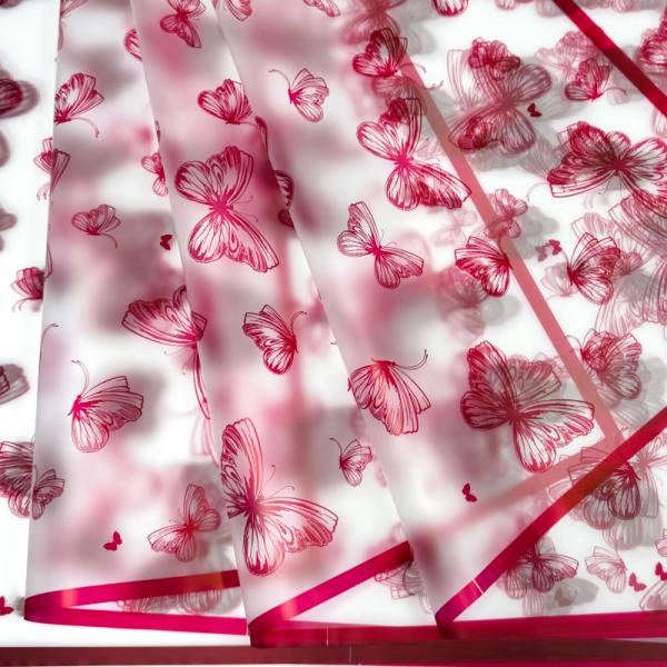 Пленка матовая Бабочки рамка рубин 20 листов 58*58см 50мкм