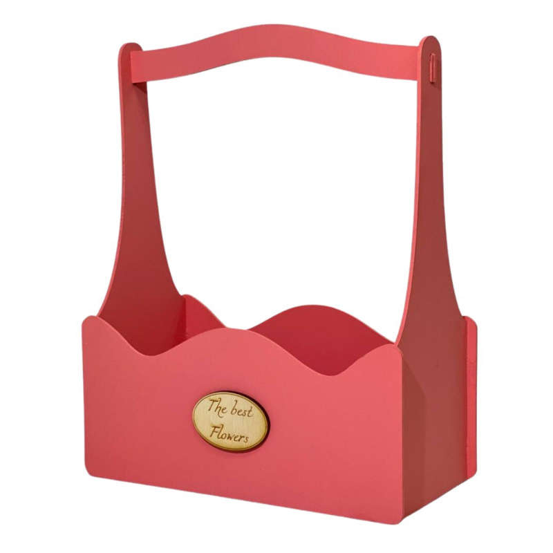 Декоративный ящик из фанеры с высокой  ручкой  255*125 h300 Декор лососевый