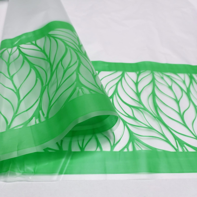Пленка матовая с рисунком 50 мкр Листья зеленая 60см*10 ярд ± 5%