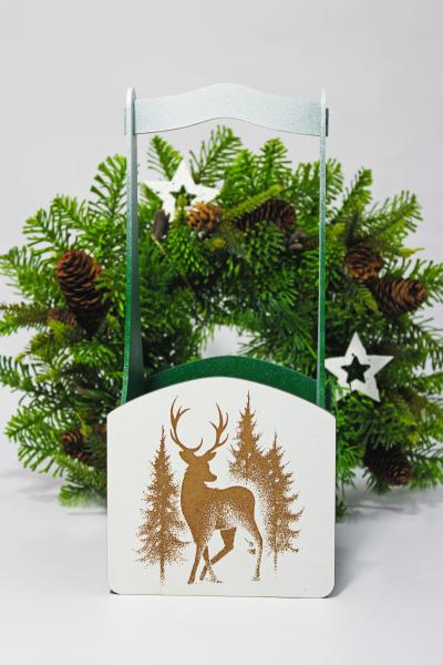 Декоративный ящик квадратный 140*125*h300 Олень в лесу т.зеленый