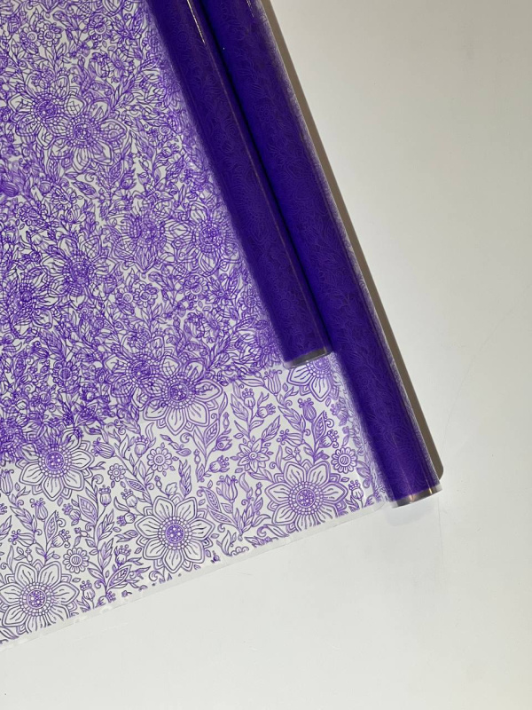 Пленка Цветы фиолетовый  70см*10ярд ± 5%