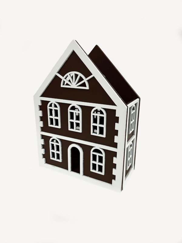 Кашпо Домик 170/230/85 коричневый декор белый