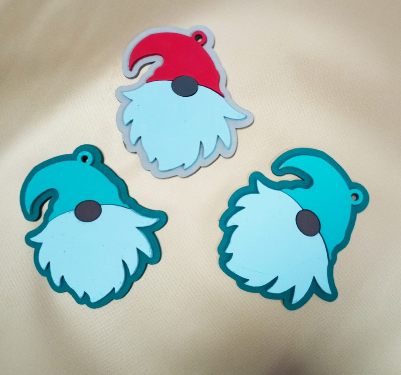 Игрушка новогодняя двухслойная Гномик на елку48*98 мм 3шт