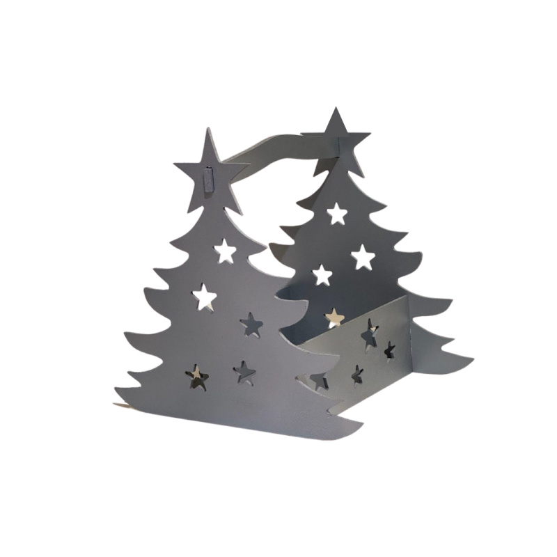 Декоративное новогоднее кашпо Елочка 290*320*83 серебро