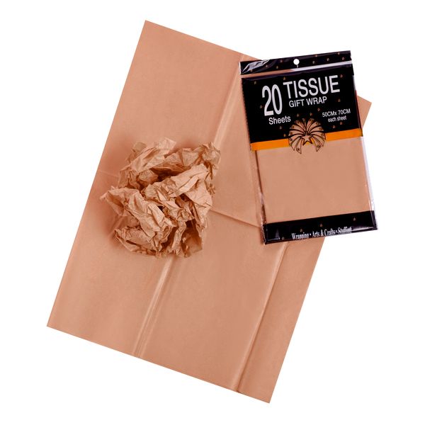 Тишью Бумага, 20  листов в упаковке, 30 грамм, 50cmx66cm, цв. светло-коричневый