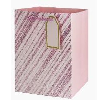 Пакет подарочный Металл диагональ, 32*26*12см, розовый