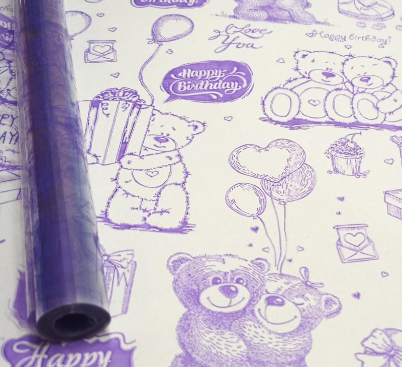 Пленка Мишки фиолетовый 70см*200гр ± 5%