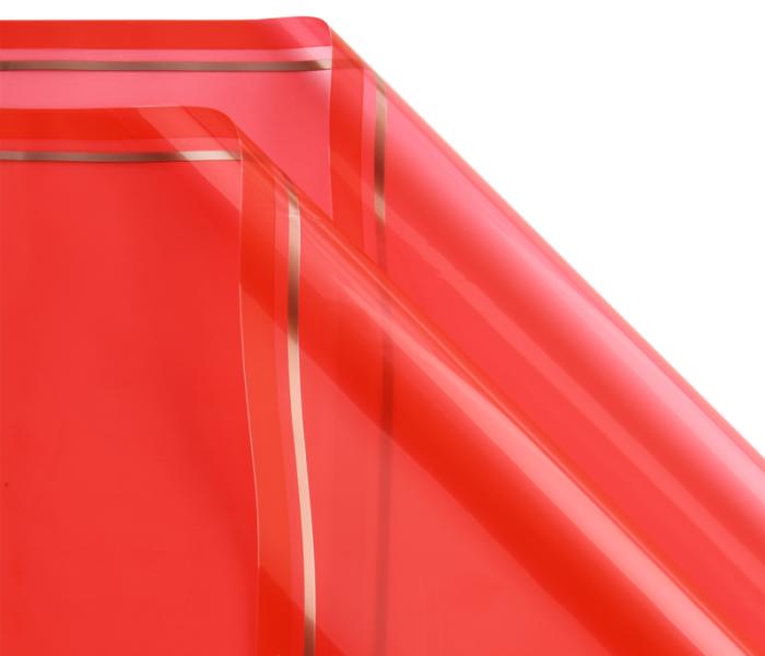 Упаковочный материал Глянцевая листовая пленка с двойной каймой, 20 листов, 58cm*58cm, красная