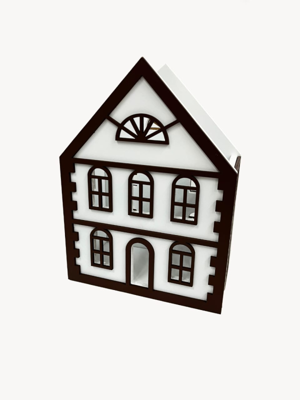 Кашпо Домик 170/230/85 белый декор коричневый