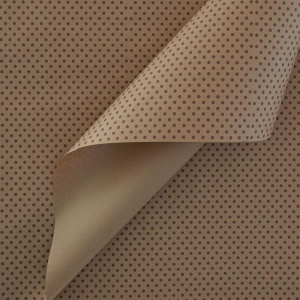 Крафт бумага Горох коричневый цв. на коричневом фоне 720мм/60гр/60мкр/10м± 5%