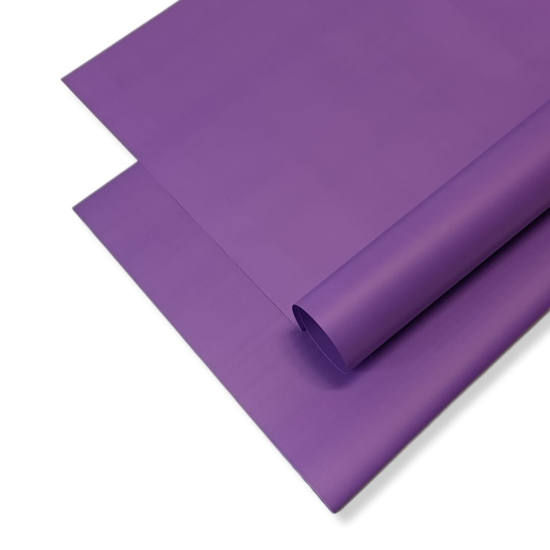 Пленка матовая однотонная двухсторонняя темная сирень 10 листов 58*58 50мкр