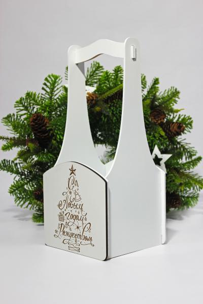 Декоративный ящик квадратный 140*125*h300 Елочка белый