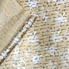 Крафт бумага Розы письмо белый/графит на коричневом фоне 720мм/40гр/10м ± 5%