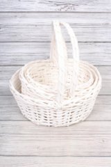 Корзины из ивы 41*32*15/38, 35*25*13,5/33, 29*20*12/28, 3шт, овал, белый