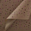 Крафт бумага Конфетти розовый/бордовый цв. на коричневом фоне 700мм/60гр/10м± 5%
