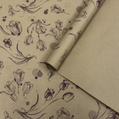 Крафт бумага Цветочный вальс бордовый 720мм/60гр/10м ± 5%