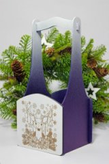 Декоративный ящик квадратный 140*125*h300 Новогодний Олень т.синий