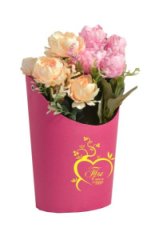 Ваза Овал 14*17*22 с тиснением Ты в моём сердце светлая фуксия