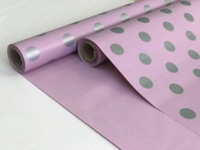 Пленка матовая 2-х сторонняя с рисунком виолетт-горох серебро 580мм/10м*55мкр