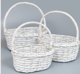 Корзины из ивы 40*35*17*41, 33*29*13*36, 28*23*13*31, 3шт, S. овал, белый