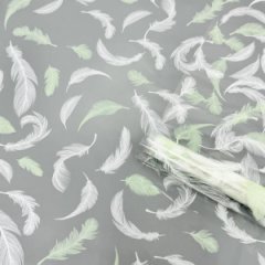 Пленка прозрачная двухцветная Перья белый/мятный 68см*200гр ± 5%