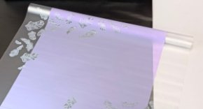 Пленка матовая (MDS) Перья Павлинбелый/пастель сиреневый рассвет 70см,40мкм,10м