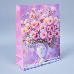 Пакет подарочный Цветочная акварель 10, 32*26*12см (уп 12шт)