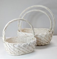 Корзины из ивы, 3 шт, овал, белый 38*30*13, 33*25*12, 28*20*10