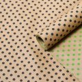Крафт бумага двухст. Горох черный/салатовый на коричневом 70 см* 8,5 ярд ± 5%