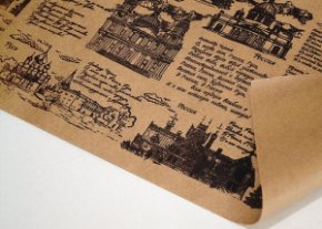 Крафт бумага Россия черный цв. на коричневом фоне 70см*8,5 м