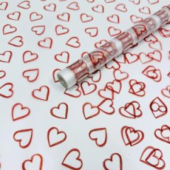 Пленка матовая Сердца красные 70см,40мкм,10м