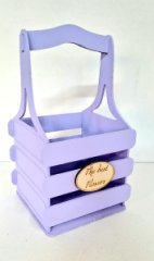 Декоративный ящик из фанеры реечный квадратный 140*125*h240 нежно-сиреневый