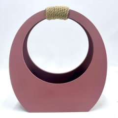Кашпо сумка круглая большая 350*320*150 пыльная роза