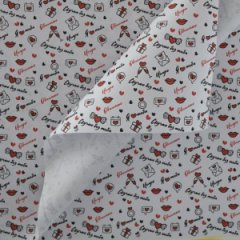 Крафт бумага Я люблю тебя черный/красный цв. на белом мелованном фоне 680мм/60гр/10м± 5%