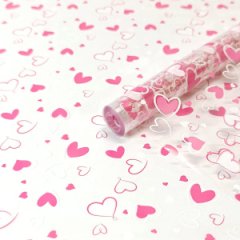 Пленка прозрачная двухцветная Сердечки 2 бело-розовые 70см*200гр ± 5%