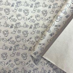 Упаковочная бумага Новогодний подарок черный цв. на коричневом 70см/60гр/10м± 5%