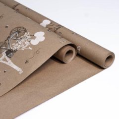 Крафт бумага Парижская прогулка цв.черно-белый на коричневом фоне 720/8,5 м