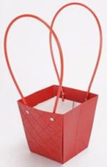 Пакет подарочный тисненый, 13*9.5*15.5 см красный