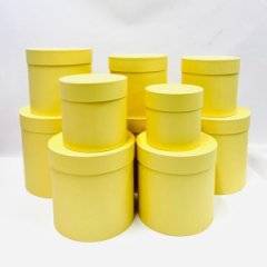 Набор круглых коробок 10 в 1 Светло-желтый  23*23 - 13*13 см