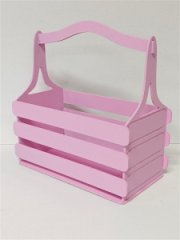 Декоративный ящик из фанеры реечный прямоугольный 250*125 h255 нежно-розовый