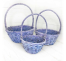 Корзины из ивы 3шт, круг, 29*29*12, 24*24*10, 20*20*8 синий